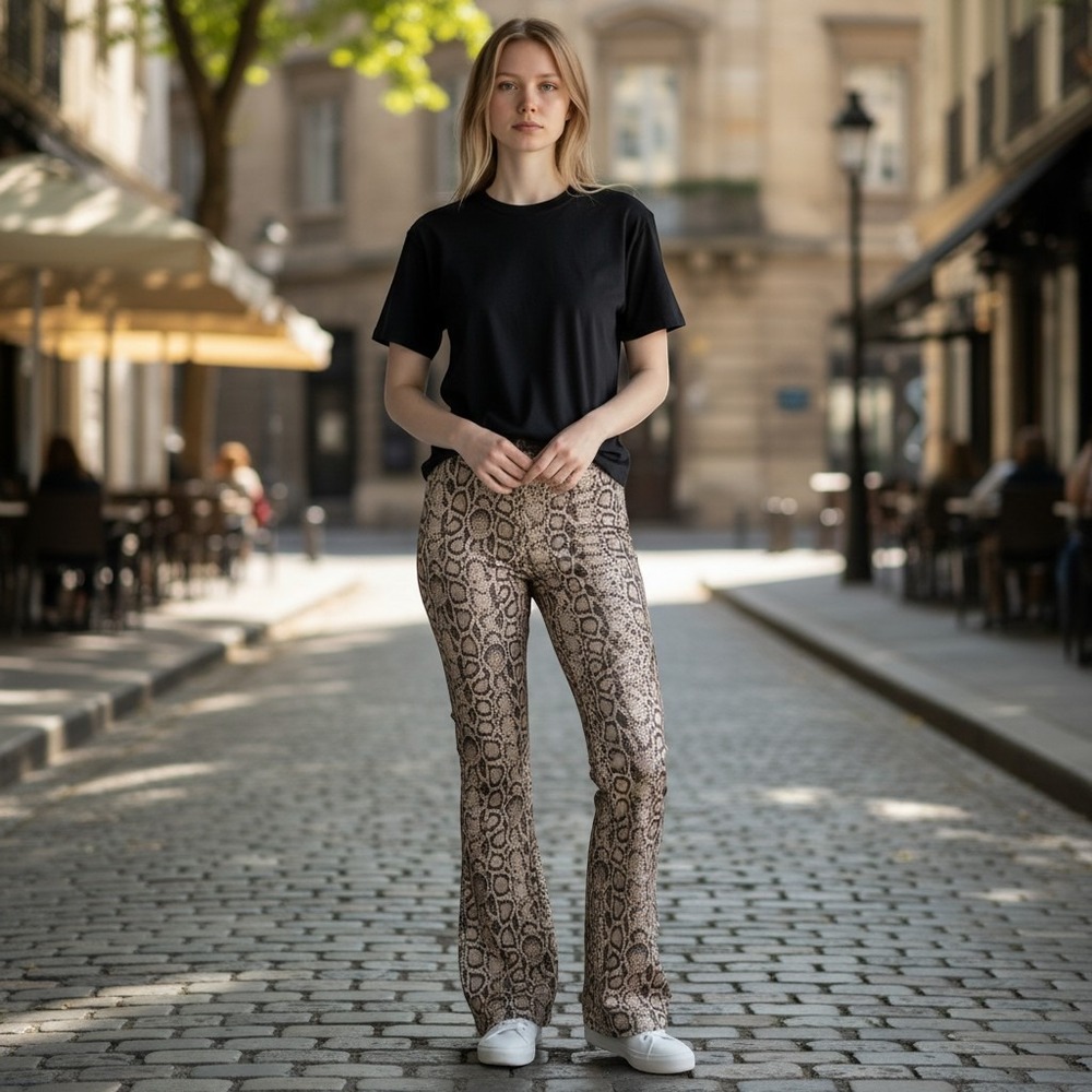 Rag & Bone Snake Skin Python Animal Print High Rise Flare Pants Size Small